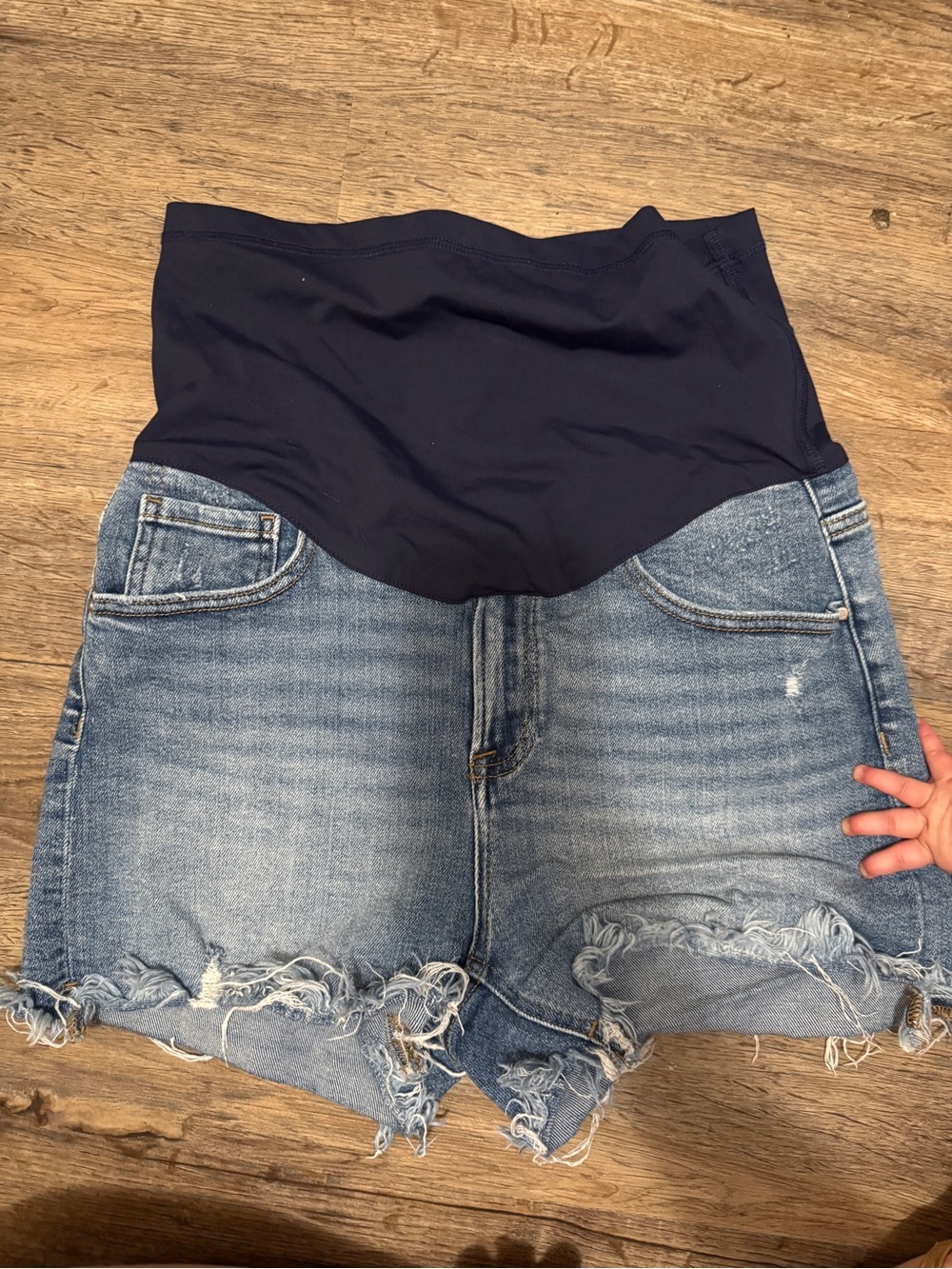 Pinkblush Navy Overband High-Waist Maternity Denim Shorts